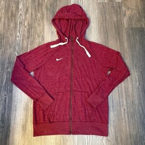 Nike Gym Vintage Full Zip Long Sleeve Hoodie‎ Maroon Women's Size L Athletic